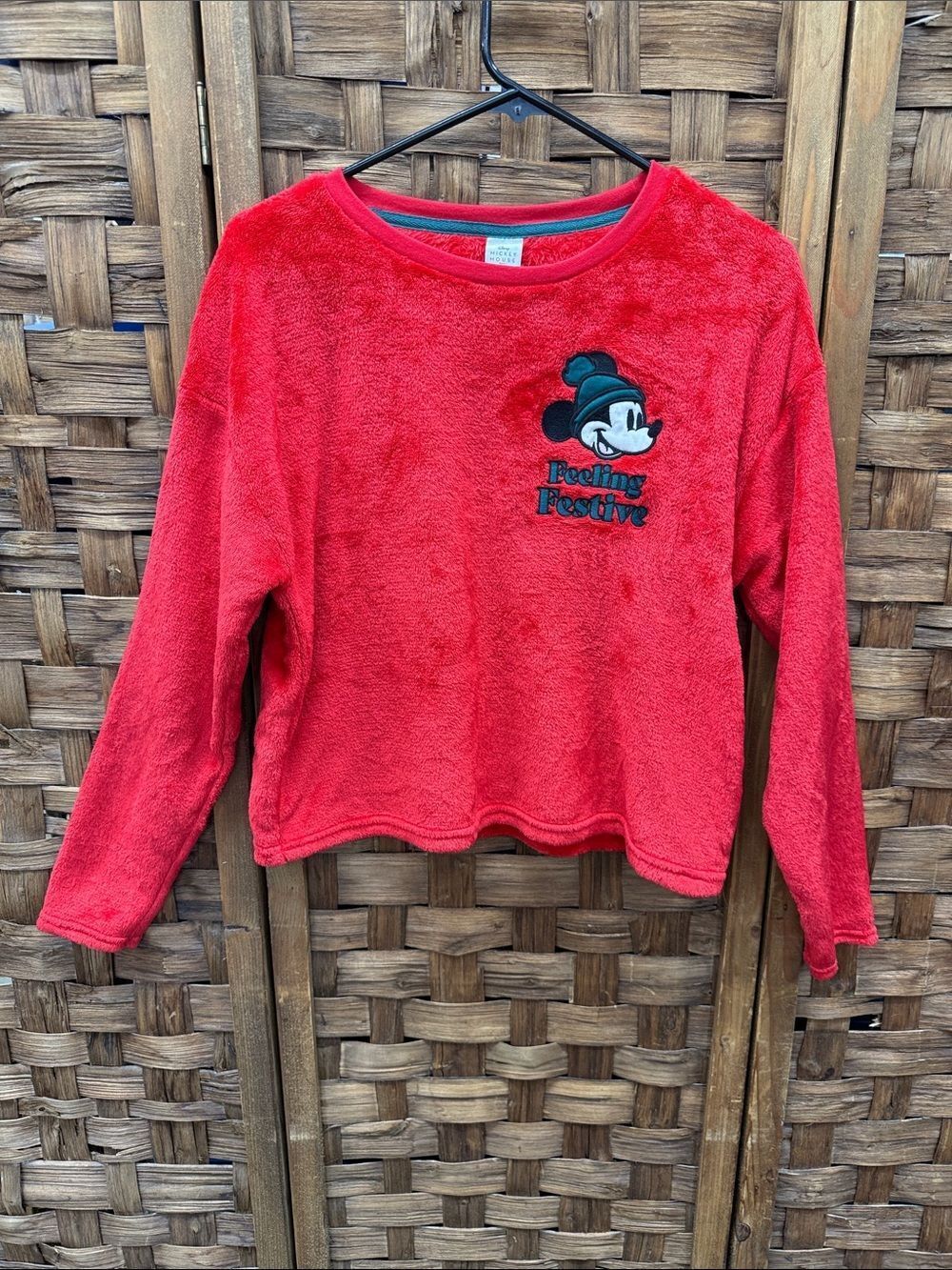 Disney Red Plush 'Feeling Festive' Mickey Sweatshirt